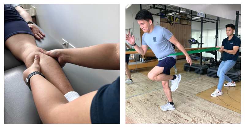Our physical therapist at Prohealth Sports And Spinal Physiotherapy Centres Manila performing manual therapy and exercise-based rehabilitation for a client, as part of our Running Assessments