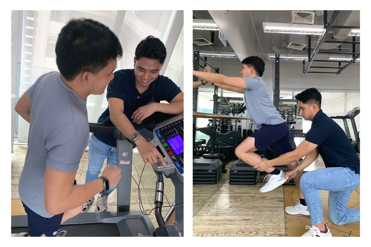 Our physical therapist performing a running assessment for a client. At Prohealth Sports And Spinal Physiotherapy Centres Manila, we provide running assessments for runners of all levels to understand their running biomechanics, identify areas for improvement