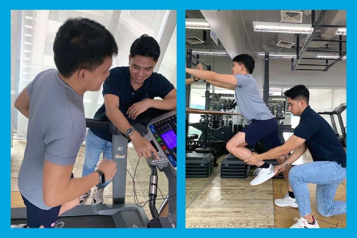 Our physical therapist performing a running assessment for a client. At Prohealth Sports And Spinal Physiotherapy Centres Manila, we provide running assessments for runners of all levels to understand their running biomechanics, identify areas for improvement